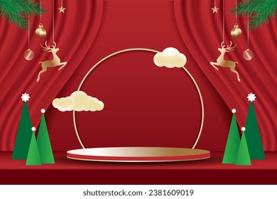 set of podium background curtains, Christmas celebration theme