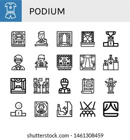 Set of podium icons such as Sport, Politician, Stage, Podium, Instructor, Press conference, Rank, Debate, Racer, Ranking, Racing , podium