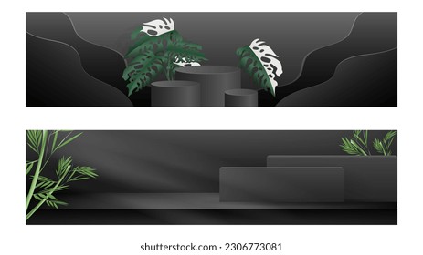 Set Podium minimal abstract background , 3D stage podium display product , stand to show cosmetic products ,illustration 3d Vector EPS 10