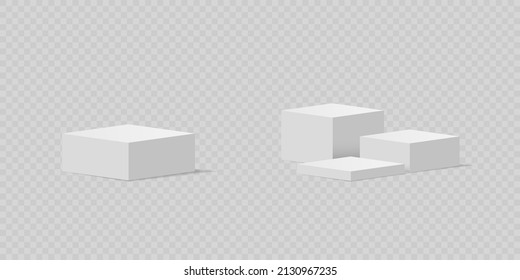 Conjunto de podios sobre fondo transparente. Fondo peatonal transparente aislado. Ilustración vectorial.