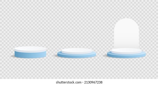 Conjunto de podios sobre fondo transparente. Fondo peatonal transparente aislado. Ilustración vectorial.