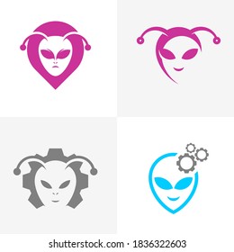 Set of Point Alien logo design vector Illustration, Alien design template