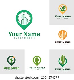 Set of Point Cactus logo design Template. Creative Cactus logo vector illustration.