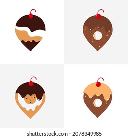 Plantilla vectorial de diseño del logotipo de Point Cake. Concepto del logotipo de la panadería
