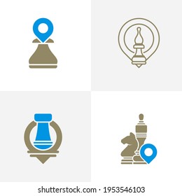 Set of Point Chess logo design vector illustration, Creative Chess logo design concept template, symbols icons