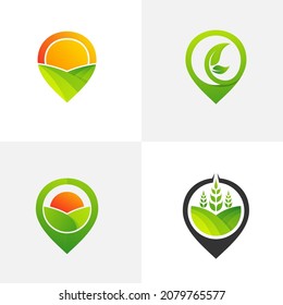 Plantilla vectorial de diseño del logotipo de Point Farm. Concepto del logotipo de la granja