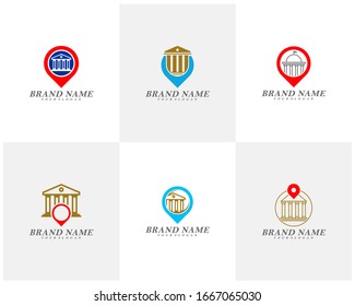 Set of Point government building logo template vector, Icon symbol
