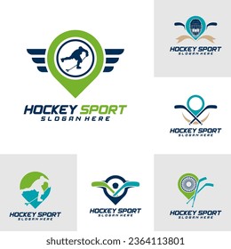 Set of Point Hockey sport logo design template. Modern vector illustration. Badge design.