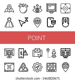 Set of point icons such as Navigator, Road, Gravity, Cursor, Focus, Placeholder, Monitor, Tracking, Mouse, Interactive, Viewfinder, Risk, Intersection, Gps, Location, Scoreboard , point