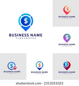 Logo de Set of Point Money Vector de concepto. Plantilla de logotipo de moneda de punto