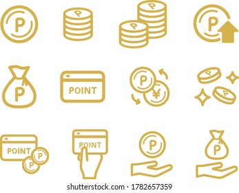 Set of point related icons(loyalty card)
