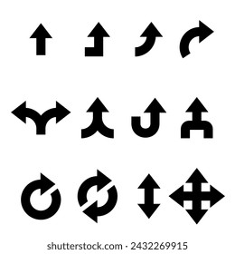 set of pointer arrows, in black on a white background, design elements