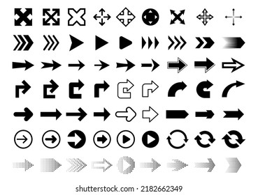 Set of pointer arrows. Collection of different arrows for web design mobile applications. Vector illustration