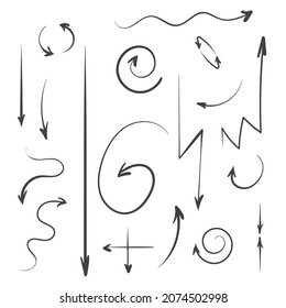 A set of pointer arrows sketch hand drawn