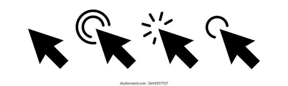 Set of pointer click, cursor arrow – simple vector icon	