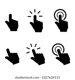Set pointer cursor сomputer mouse icon. Clicking cursor, pointing hand clicks icons. Click cursor - stock vector.Eps 10