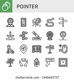 Set of pointer icons such as Applause, Placeholder, Gps, Gravity, Destination, Directions, Navigation, Signpost, Marker, Slide, Alarm clock, Mouse, Hands, Hand, Click , pointer