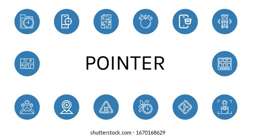Set of pointer icons. Such as Time, Clock, Maps, Gravity, Tracking, Wall clock, Location, Placeholder, Intersection, Navigator , pointer icons