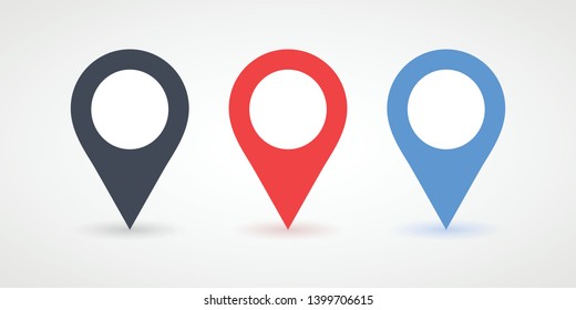 Set pointer marker black, red, blue color. Templates pointer map. Web element, app, ui. Vector illustration. EPS 10