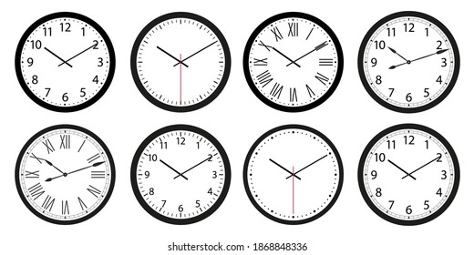 Set Pointer Wall Clocks Black Frame Stock Vector (Royalty Free ...