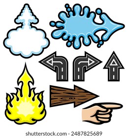 Set of pointers and arrows on a white background.
