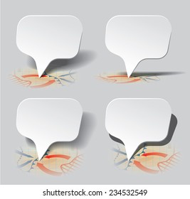 Set of pointers set at different angles to the surface. Vector Illustration