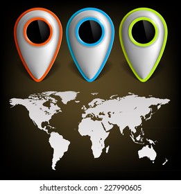 set of pointers map and a map of the earth