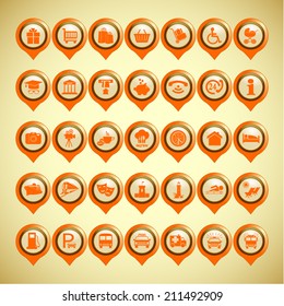 A set of pointers to maps. Vector icon