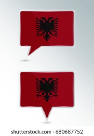 A set of pointers. The national flag of Albania on the location indicator. Vector illustration.