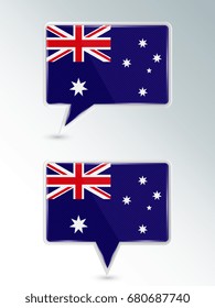 A set of pointers. The national flag of Australia on the location indicator. Vector illustration.