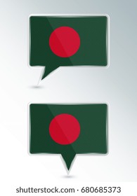 A set of pointers. The national flag of Bangladesh on the location indicator. Vector illustration.
