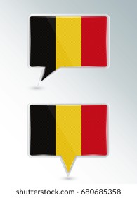 A set of pointers. The national flag of Belgium on the location indicator. Vector illustration.