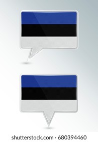 A set of pointers. The national flag of Estonia on the location indicator. Vector illustration.