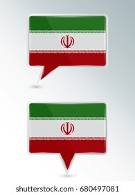 A set of pointers. The national flag of Iran on the location indicator. Vector illustration.