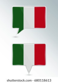 A set of pointers. The national flag of Italy on the location indicator. Vector illustration.