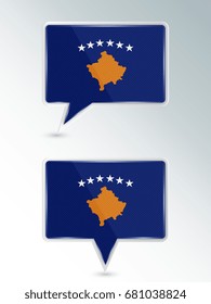 A set of pointers. The national flag of Kosovo on the location indicator. Vector illustration.