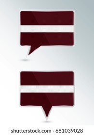 A set of pointers. The national flag of Latvia on the location indicator. Vector illustration.