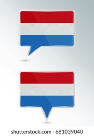 A set of pointers. The national flag of Luxembourg on the location indicator. Vector illustration.