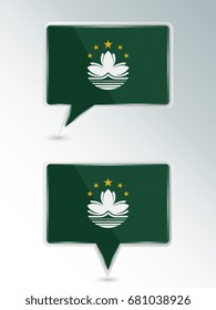 A set of pointers. The national flag of Macau on the location indicator. Vector illustration.