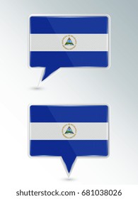 A set of pointers. The national flag of Nicaragua on the location indicator. Vector illustration.