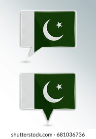 A set of pointers. The national flag of Pakistan on the location indicator. Vector illustration.