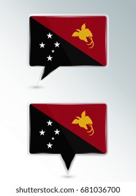 A set of pointers. The national flag of Papua new Guinea on the location indicator. Vector illustration.