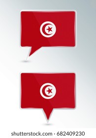 Set of pointers. The national flag of Tunisia on the location indicator. Vector illustration.