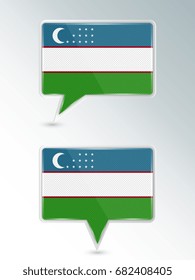 Set of pointers. The national flag of Uzbekistan on the location indicator. Vector illustration.