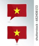 Set of pointers. The national flag of Vietnam on the location indicator. Vector illustration.