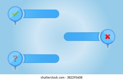 Set of pointers, ribbons or buttons on colored background