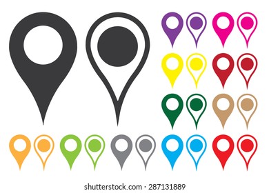 Set of Pointers in Various Colours on white background