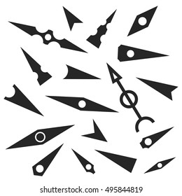 A set of pointers of various shapes and arrows clock isolated on white background, vector illustration.