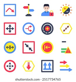 Set of Pointing Arrows Flat Icons

