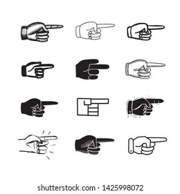 Juego de manos que indican la dirección. Dibujo manual de diferentes ilustraciones vectoriales para su diseño.